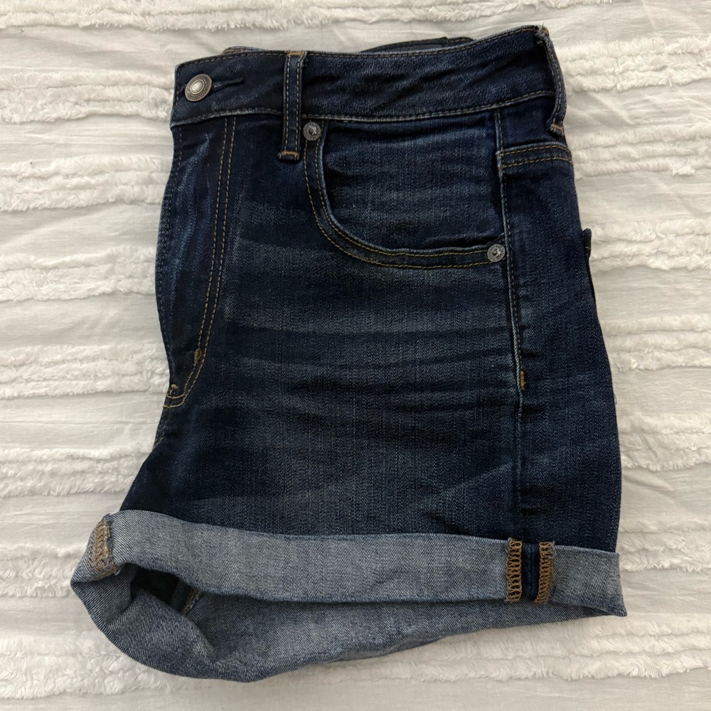American Eagle Outfitters Dark Blue High-Waist Denim Shorts